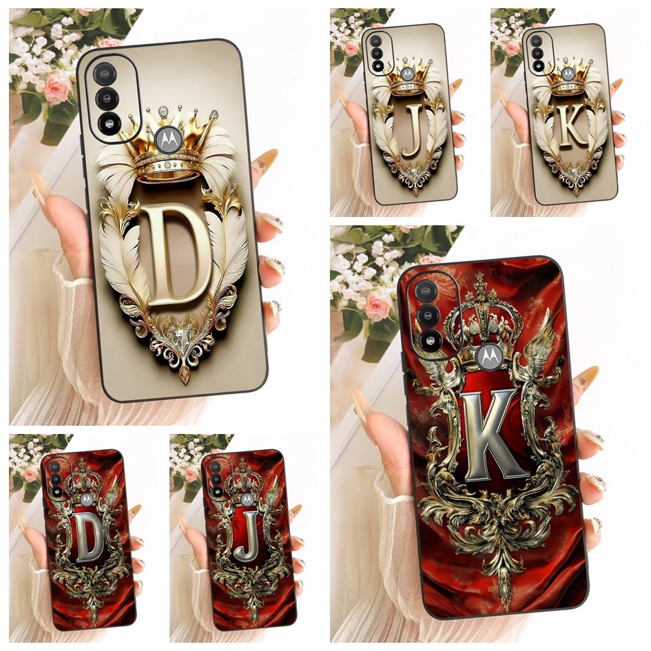 For Motorola Moto E20 Casing XT2155 Retro Crown Letters Soft Black ...
