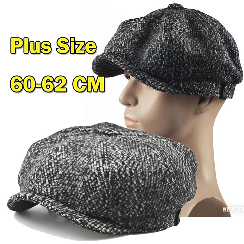 Newsboy Octagonal Hat for Big Head Men's British Style Retro Versatile ...