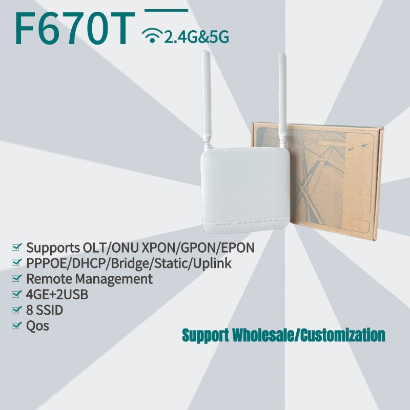 Dual Band 5G F670T ONT/ONU English Firmware 4GE+2usb 5G WIFI UN Fiber ...