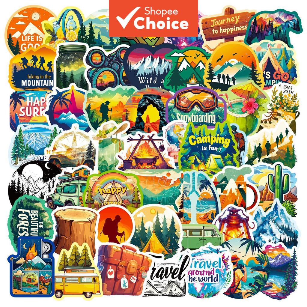 50 pcs Outdoor Hiking and Adventure Series Graffiti Stickers, Perfect ...