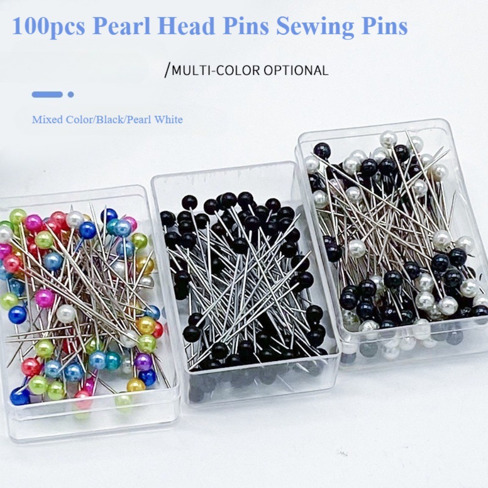 100pcs/Box Colorful Pearl Head Pins Sewing Pins With Head Round Pearl ...