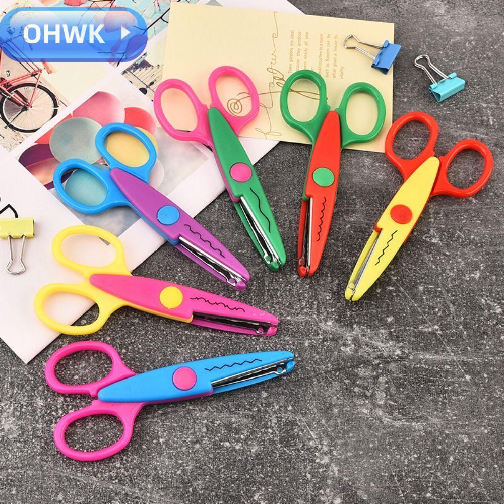OHWK 1/6PCS Art Safety Scissors, Small Round Head Comfortable Hand Lace ...