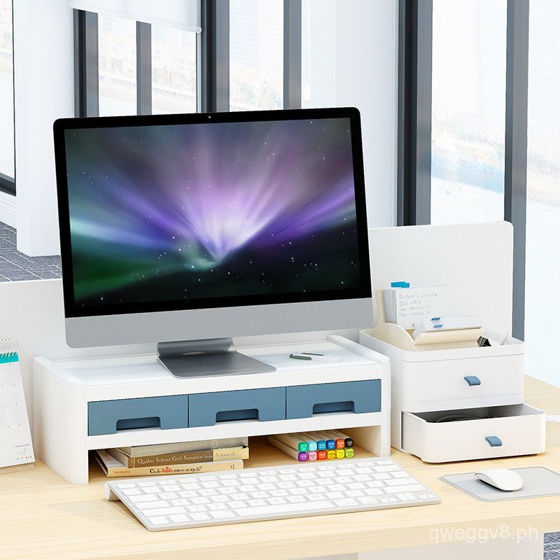 Desktop Computer Monitor Riser Office Neck Protection Desktop Storage ...