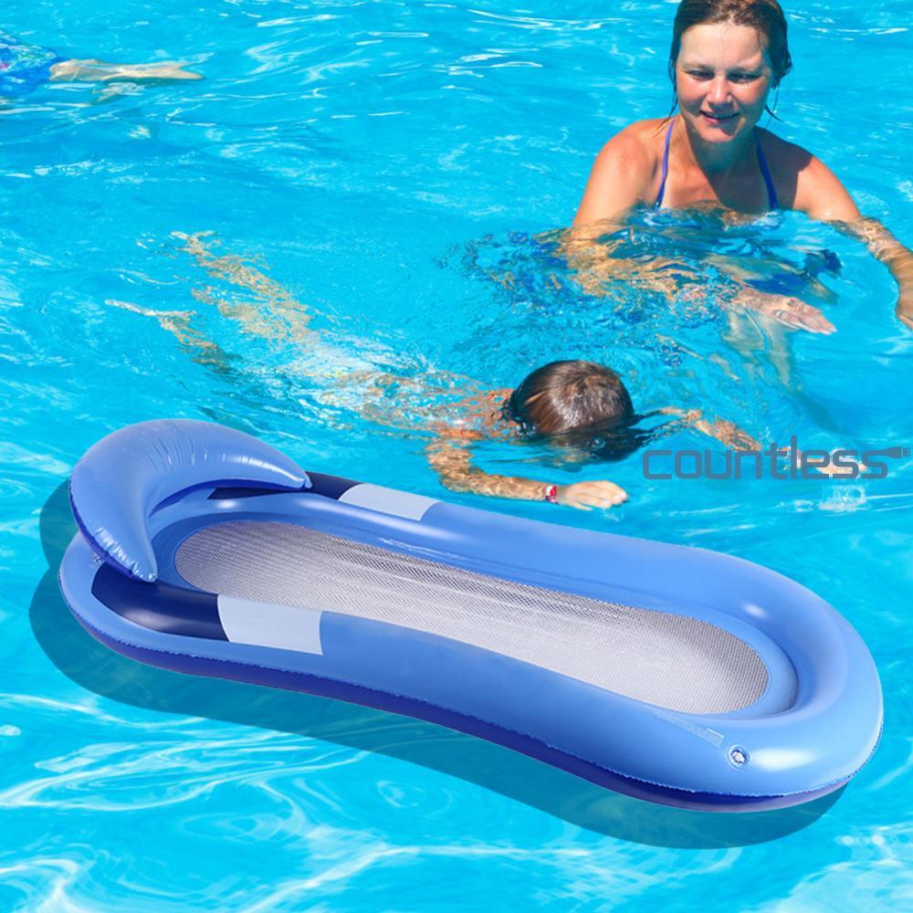Swimming Pool Lounge Bed with Headrest Inflatable Water Sleeping Bed ...