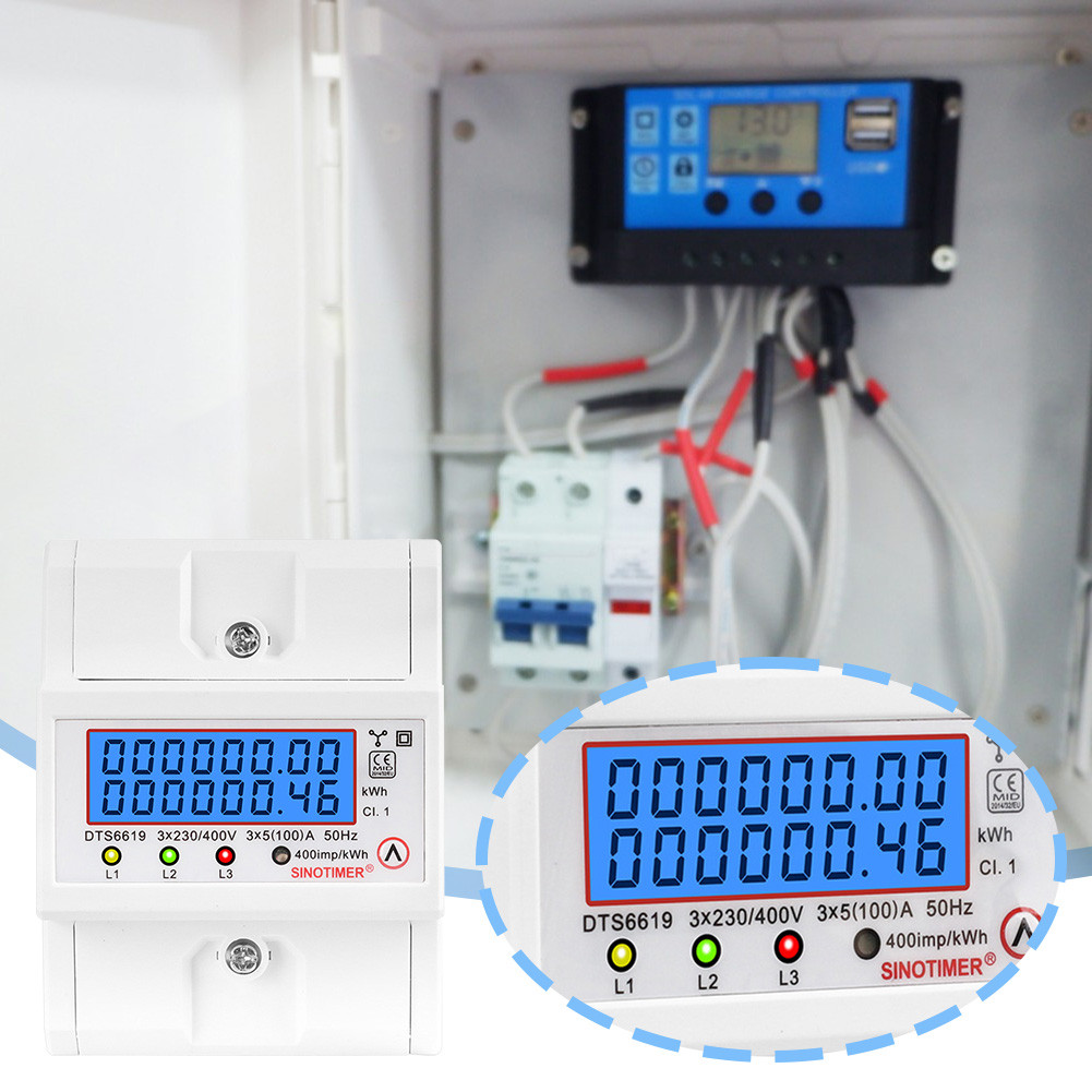 Din Rail 3 Phase 4 Wire Energy Meter AC 380V 100A 50/60Hz Power ...