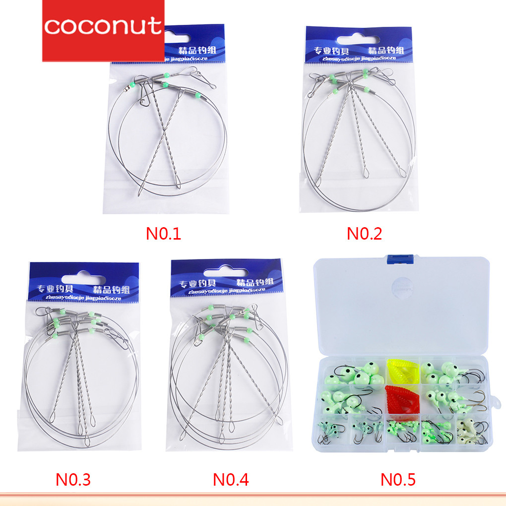 3/5 Steel Fishing Rigs Wire Leader Rope Line Swivel String Hooks ...