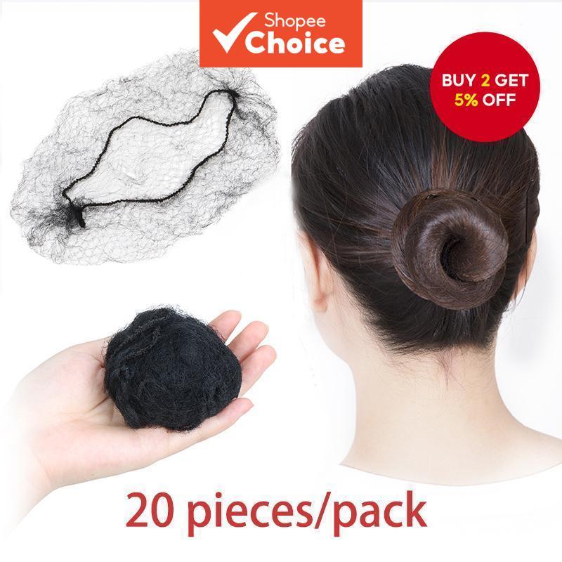 20 Pieces Black Nylon Hair Nets - 22-Inch Adjustable Invisible Elastic ...