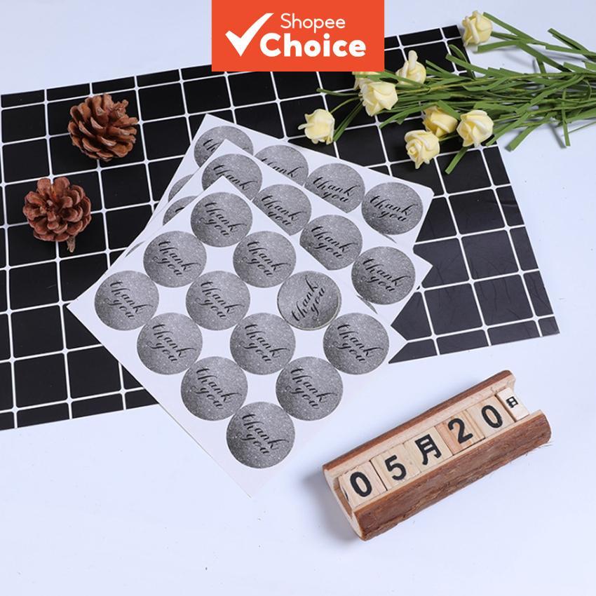 120pcs/pack Gray Thank You Seal Sticker Round Kraft Paper Cake ...