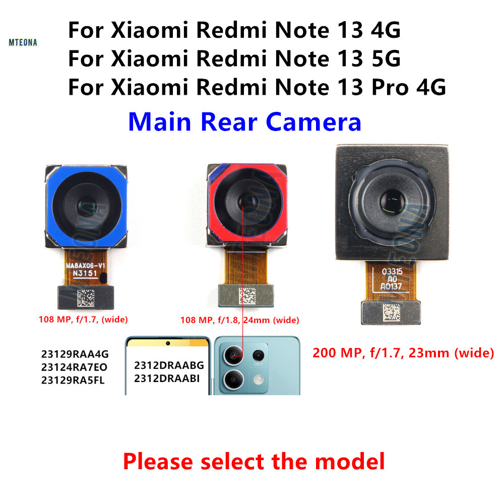 108MP Main Back Camera For Xiaomi Redmi Note 13 Pro 4G 5G Note13 Wide ...