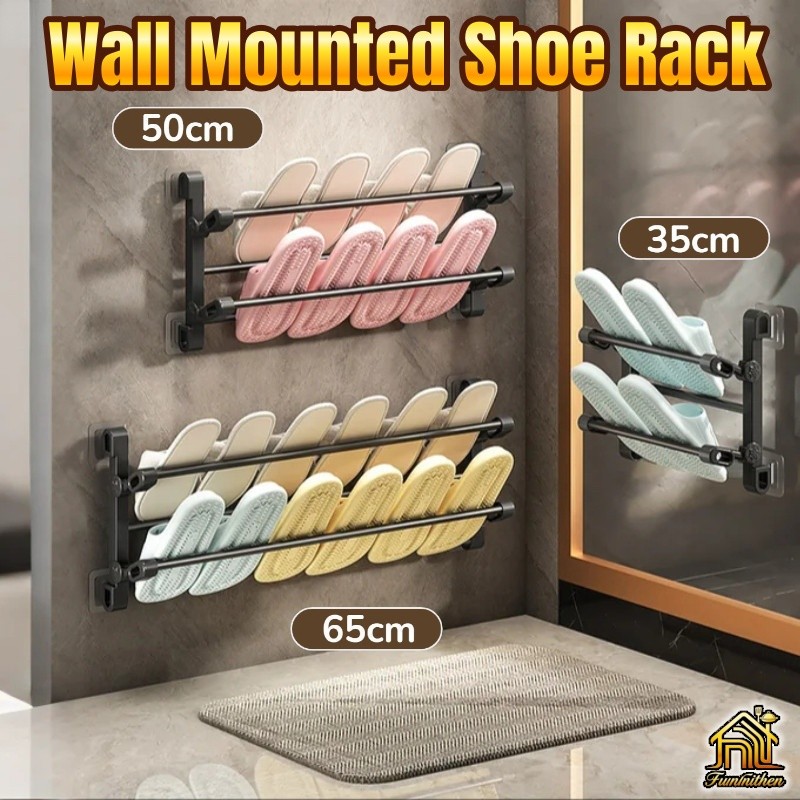 Multi-layer Wall Mounted Shoe Rack with Nail Free Stickers Compact and ...
