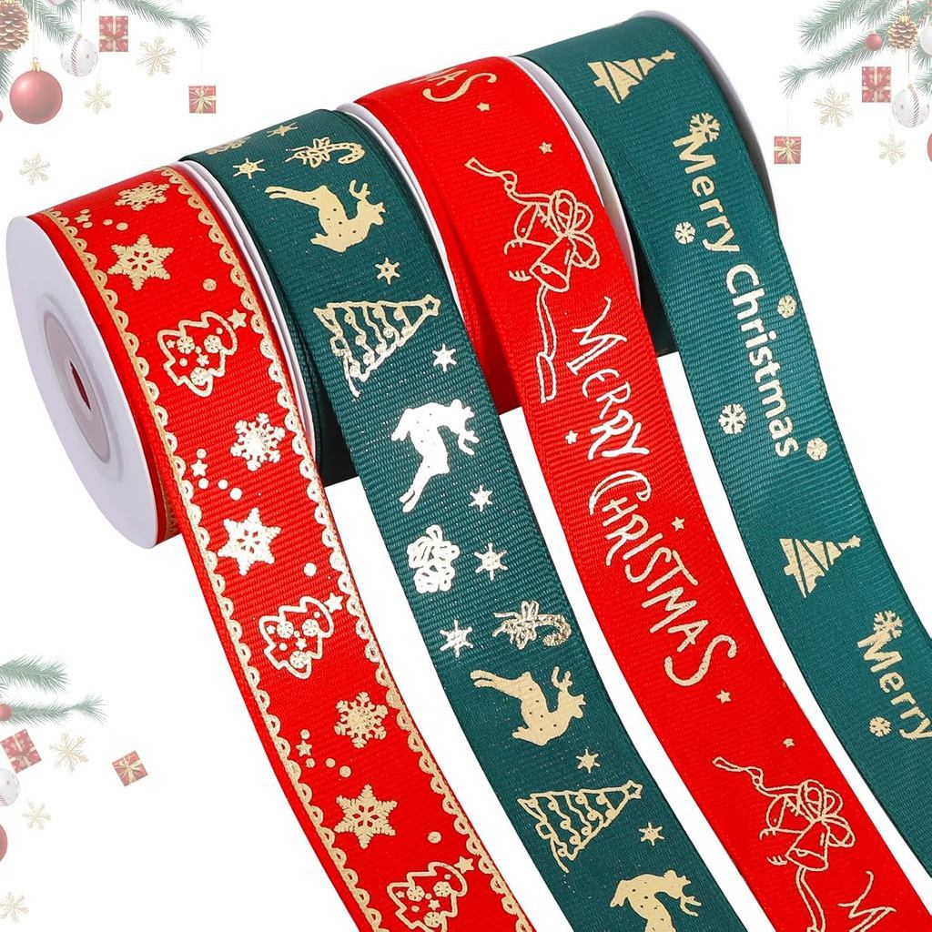 25 yd/roll 2.5cm Christmas Printed Ribbon For Handmade Design Christmas ...