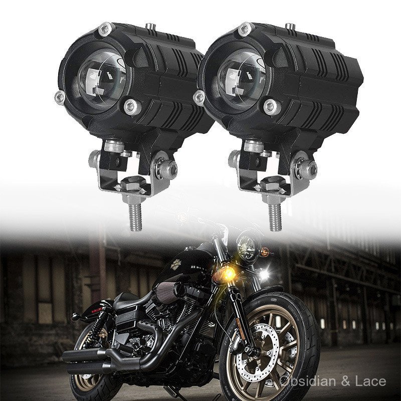 LED Motorcycle Diamond-Shaped Spotlight Dual-Color Front Headlight Lens ...
