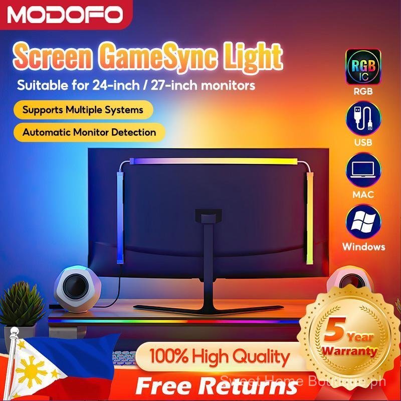 MODOFO Screen GameSync Light RGB LED Strip for 24/27/32/34 inch ...