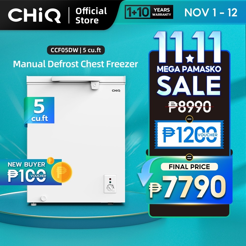 CHiQ 5 cu.ft Chest Freezer CCF05DW Direct Cool, 4D Cooling refrigerator ...