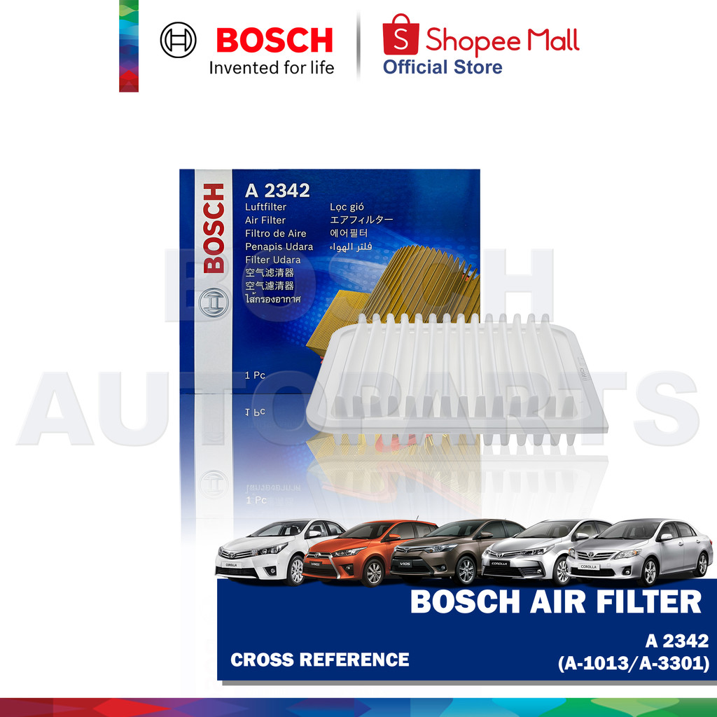 Bosch Air Filter for Toyota Vios, Corolla, Yaris, Corolla, RAV4 ...