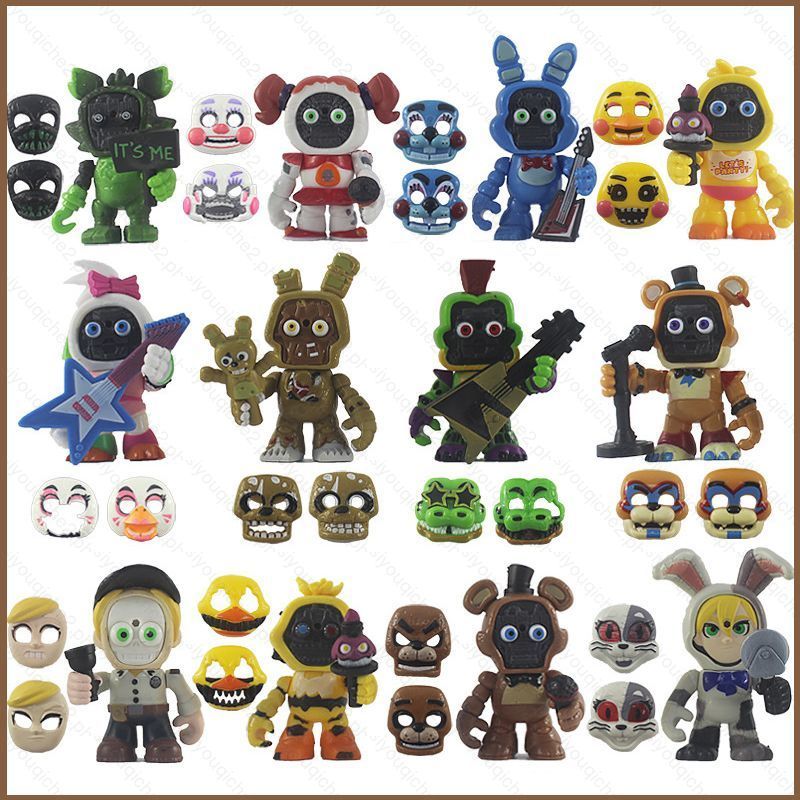 SY2 12pcs FNAF Action Figure with 2 Interchangeable Masks Model Dolls ...