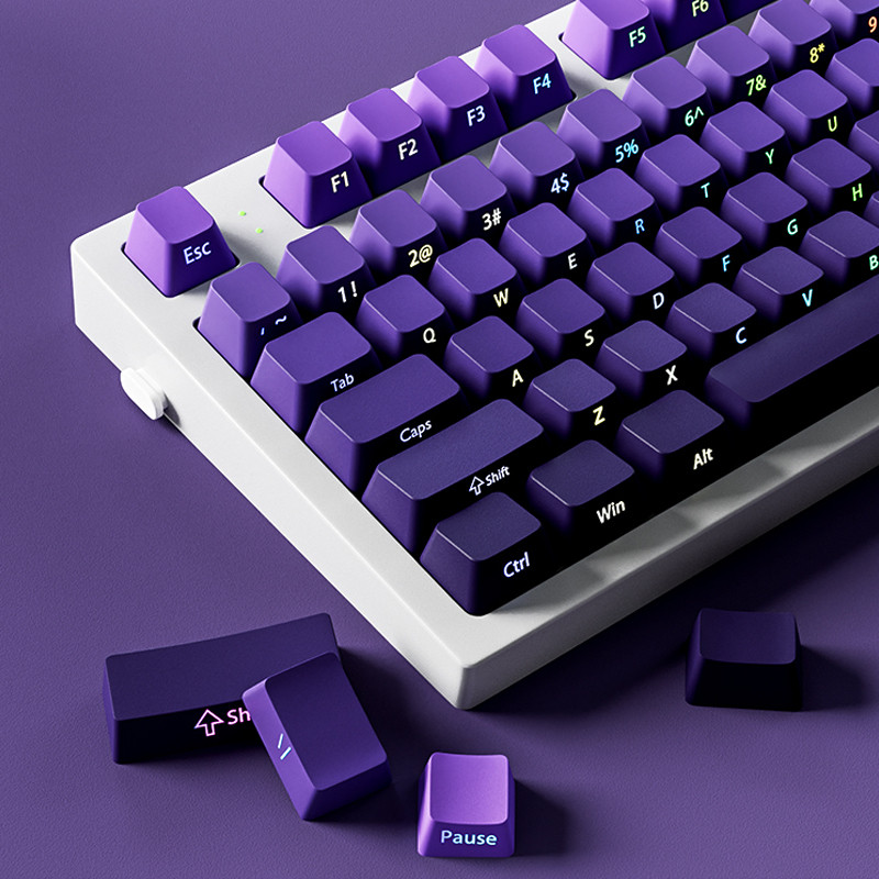 New Gradient Purple Side Print Shine Through Keycap PBT Double Shot ...