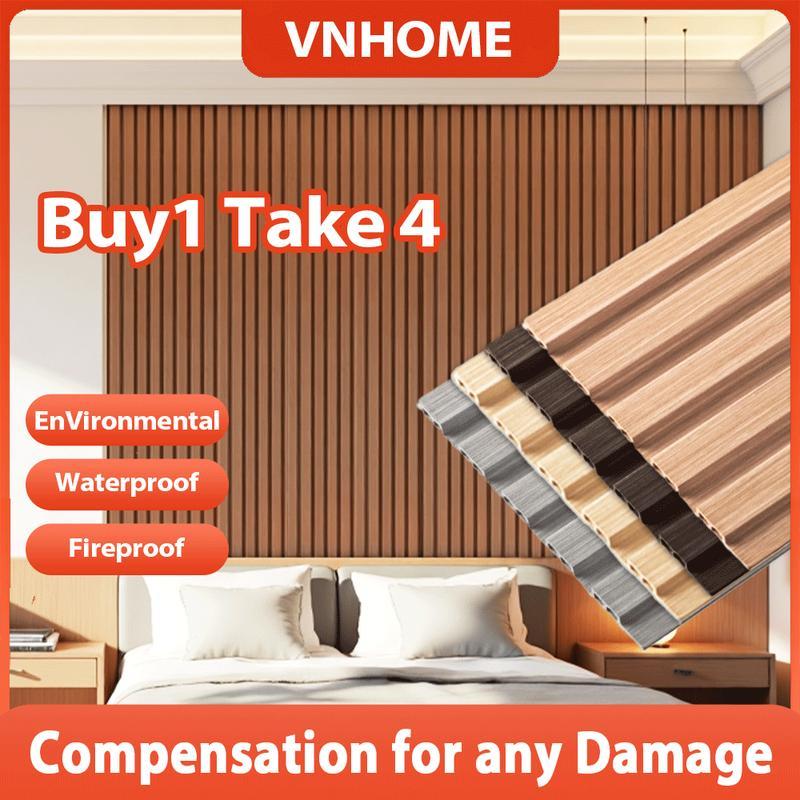 Waterproof PVC 3D Wood Grain Wall Panel DIY No Drill TV Background ...