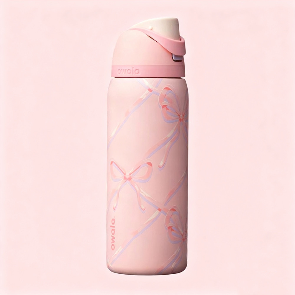 Owala Pink Bows pattern double-layer vacuum portable insulated cup 32 ...