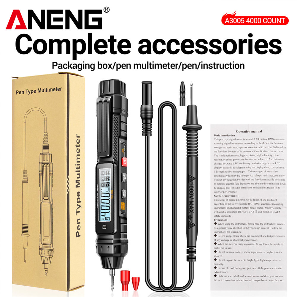 Digital Multimeter Pen 4000 Counts Voltage Detector for Fire Wire ...