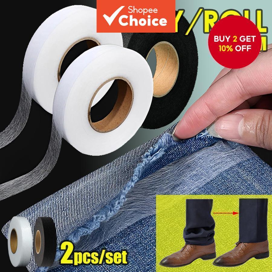 2 Rolls 70Y/64M White/Black Double-sided Interlining Adhesive Fabric ...