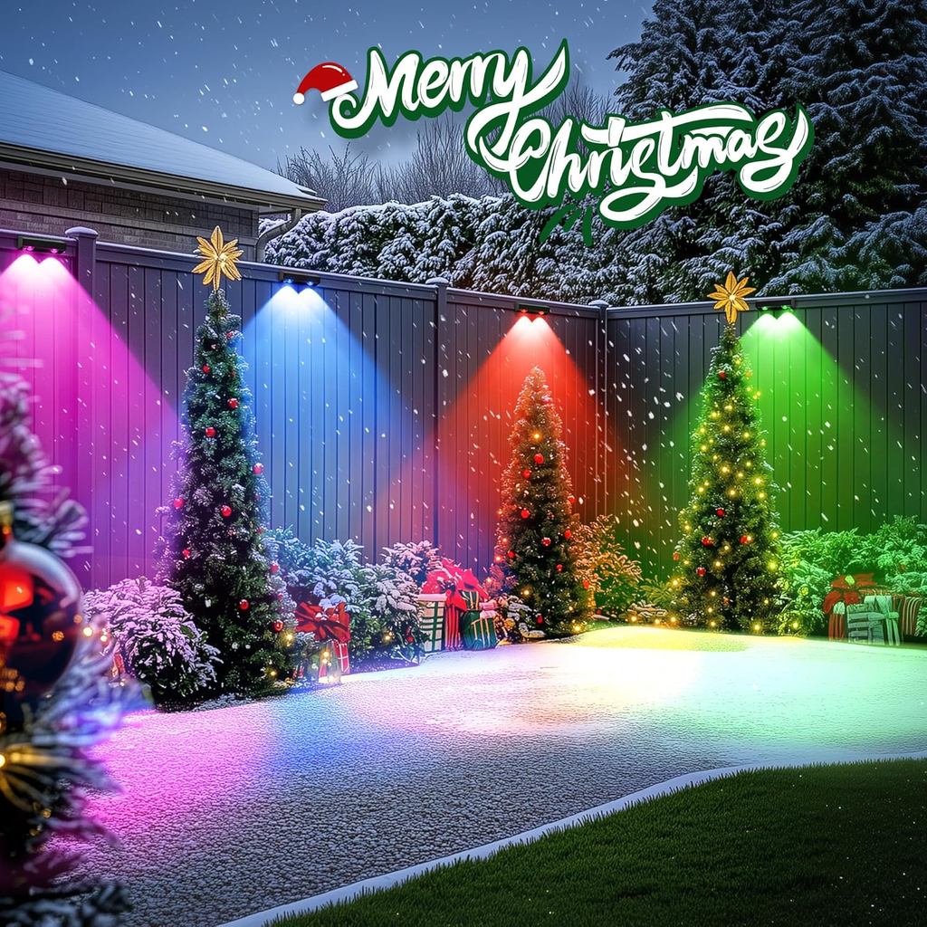 SOLPEX Solar Fence Lights Outdoor, 9 Fixed Colors ＆ Color Changing ...