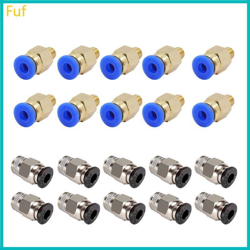 Fuf 10 Pcs PC4-M6 M10 Male Thread Straight Pneumatic Fitting Quick Push ...
