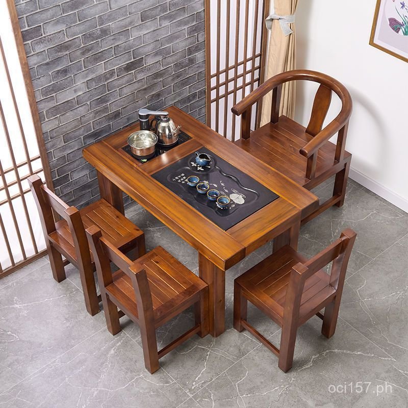 Vintage Chinese Tea Table Set Solid Wood Tea Table Tea Table and Chairs ...