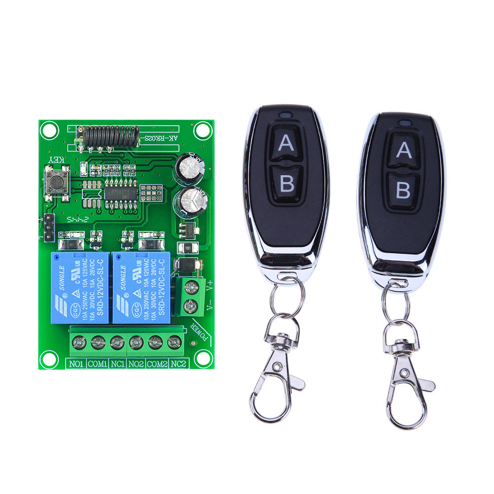 2 Relay Wireless Remote Control Switch+2pcs Two Keys Remote Controls ...