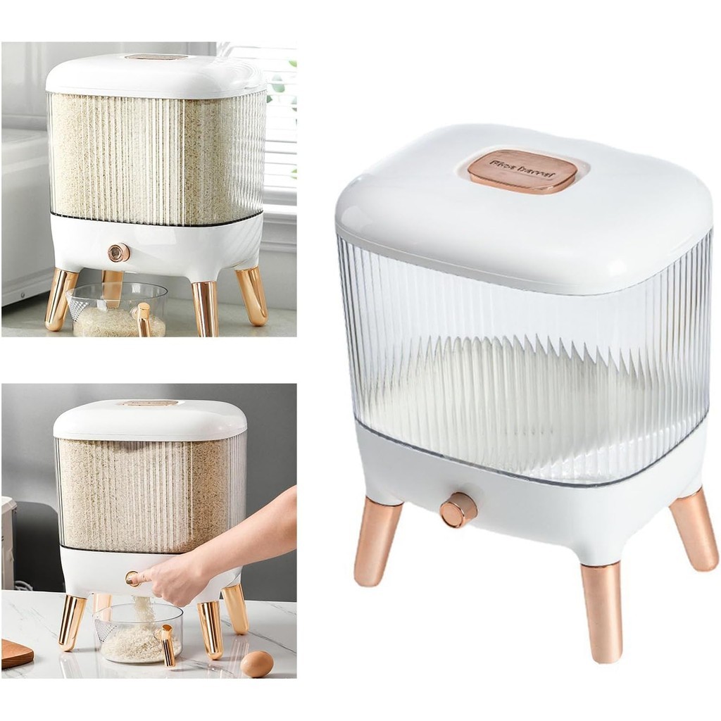 Gonzalez 10KG Rice Dispenser Insect-Proof Fashion Press Rice Bucket ...
