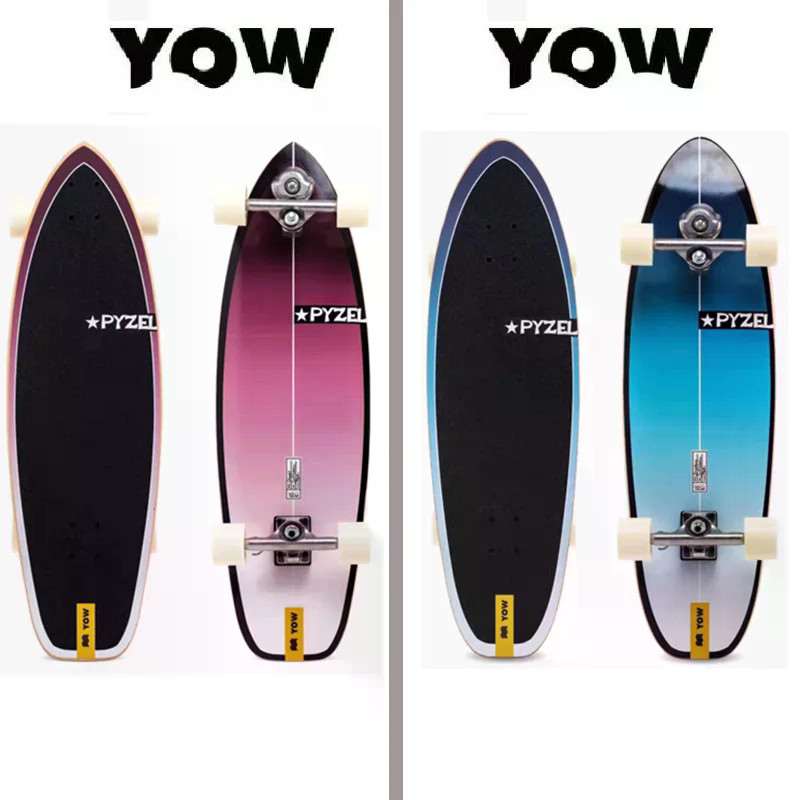 Whole kit YOW land surf skateboard PYZEL model red and blue designs 33 ...