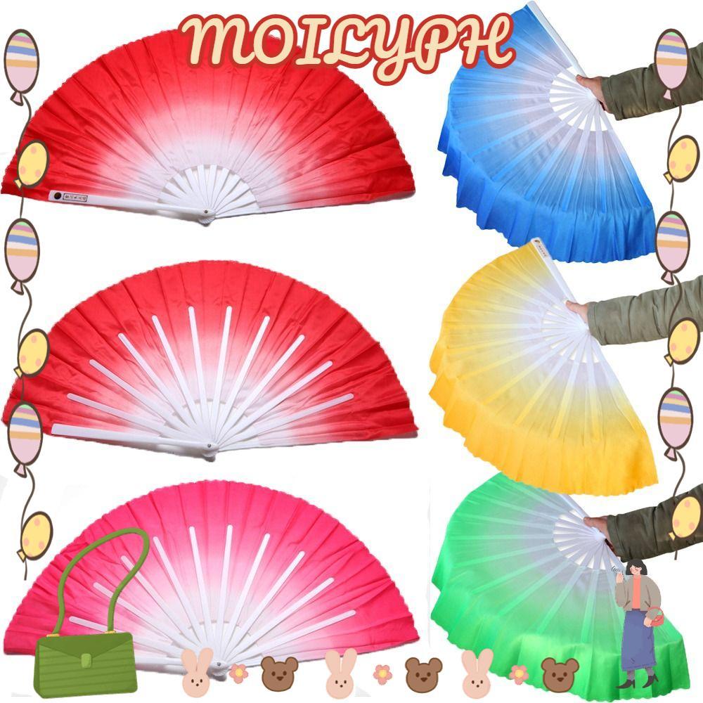 MOILYGOODS Belly Dancing Fan, Red Silk Silk Fans, Green Blue Pink Long ...