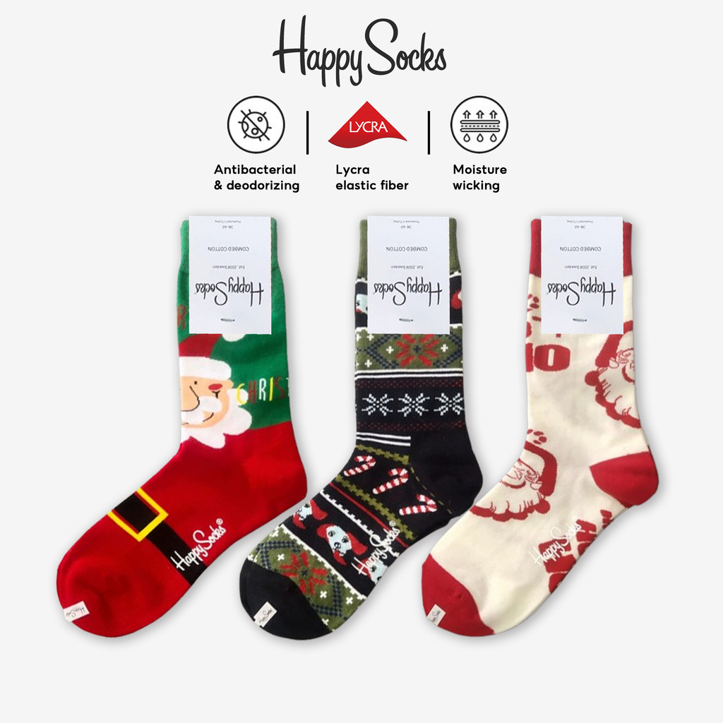 Happy Socks Christmas Gifts Women Long Crew Socks Santa Claus Men ...