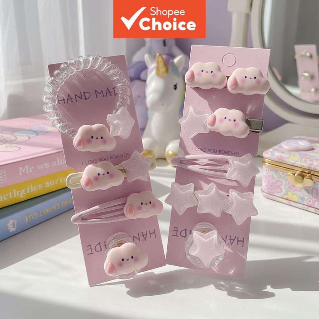 Pink Cloud and Star Hair Clips for Ladies Side Bangs Front Hair ...