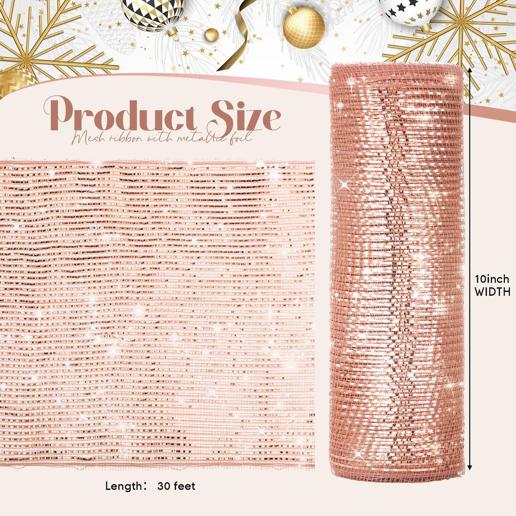 2025 Christmas Tree Ribbon Decorations Set with Glitter Mesh Garland ...