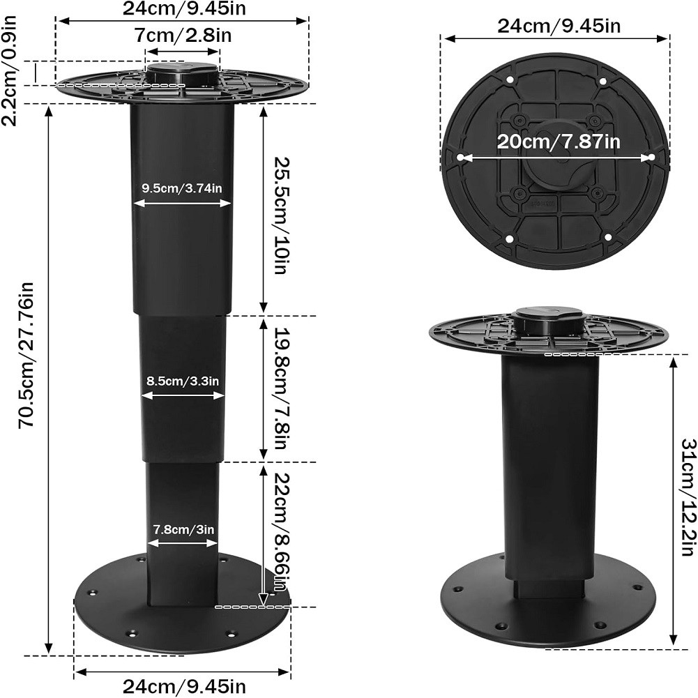 RV Telescoping Table Stand Easy To Install Table Pedestal Stand Base ...