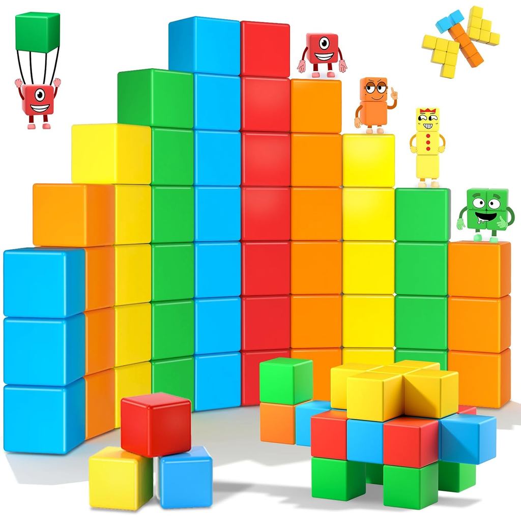 Blocks for Toddlers 3-5, 45PCS Montessori Educational Sensory Magnetic ...