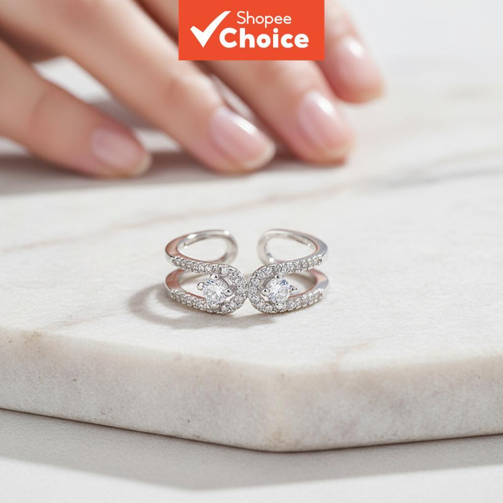 U Shape Full Zircon Ring Stylish Chic Women's Fashion Accessory Present ...