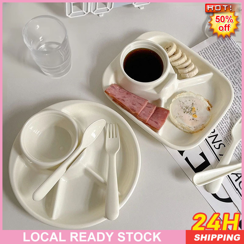 【COD】Divided Breakfast Plate Portable Barbecue Picnic Tray Portion ...