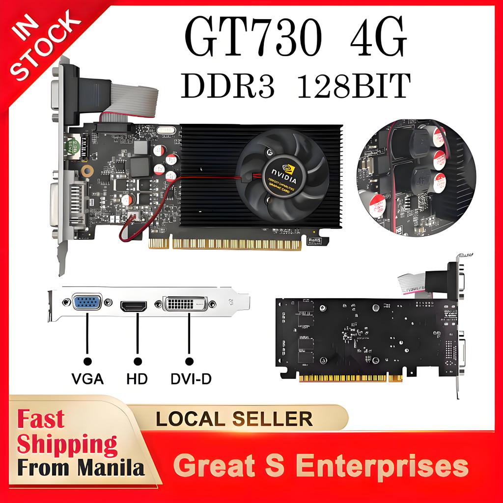 GSE GT730 4GB Graphics Card DDR3 128Bit DVI VGA PCI-E 3.0 GPU GT730 ...