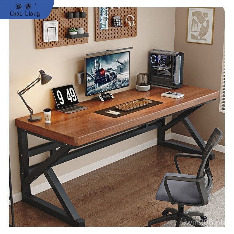 Desk Workbench Office Desk Home Computer Desk Simple Long Solid Wood ...