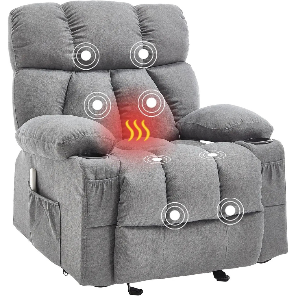 Massage Rocker Recliner Chair With Heat And Vibration Ergonomic Rocking ...