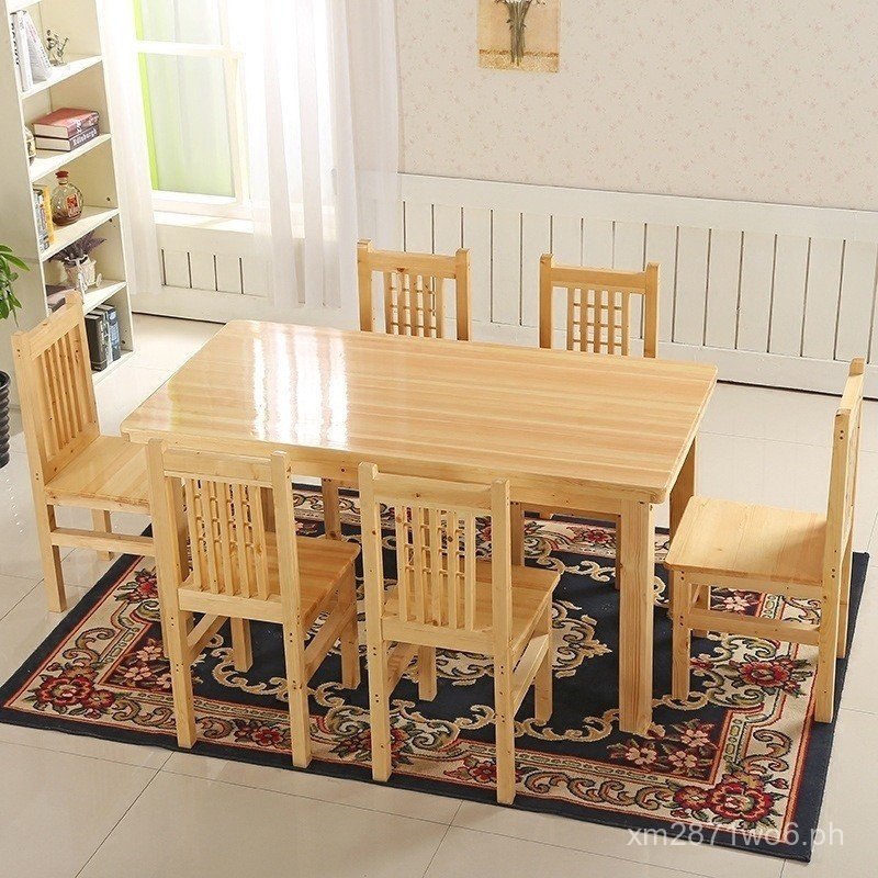 Dining Table Solid Wood Table Pine Modern Simple Dining Table and Chair ...