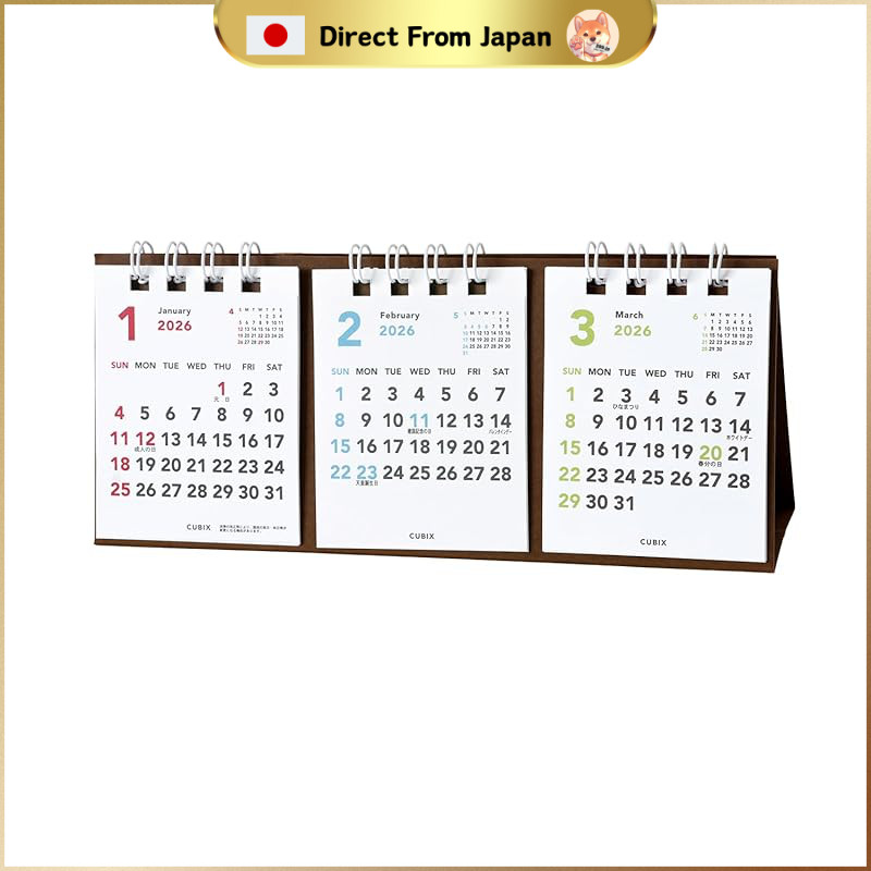 M-Plan 2026 Cubic Desk Calendar Basic - 3 Months Start from January ...