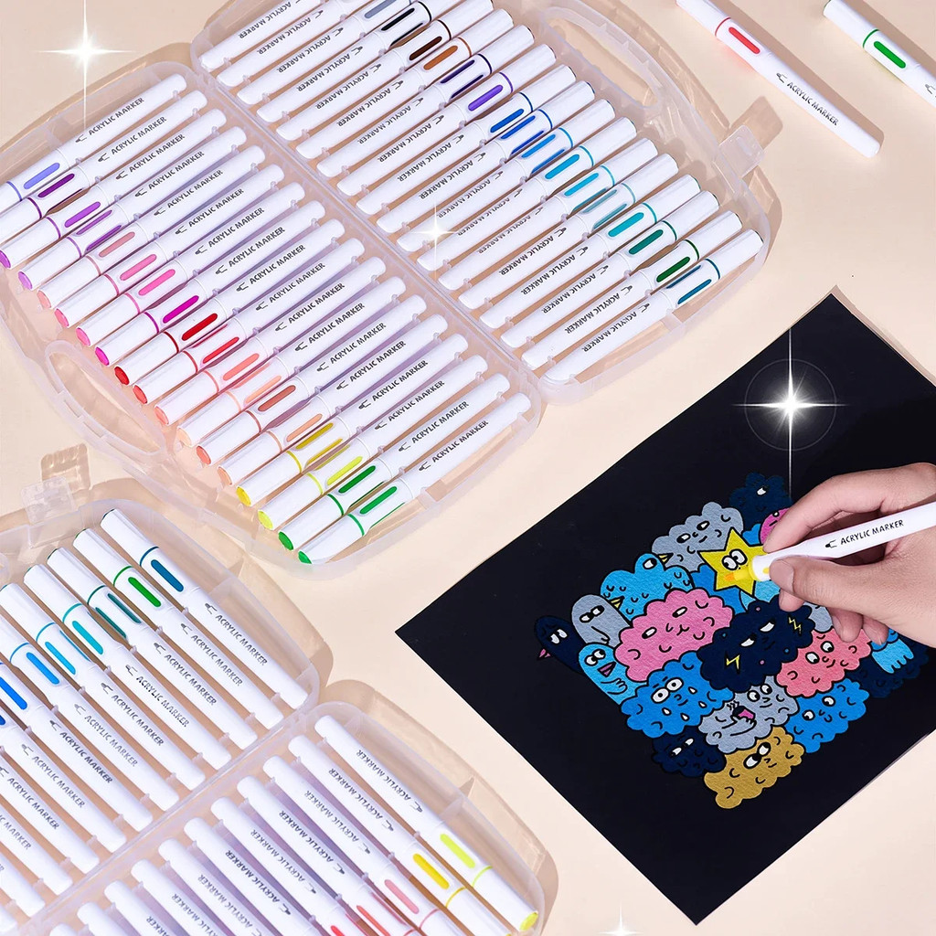36/12 Colors Washable Acrylic Marker Pens Markers Medium Tip Coloring ...