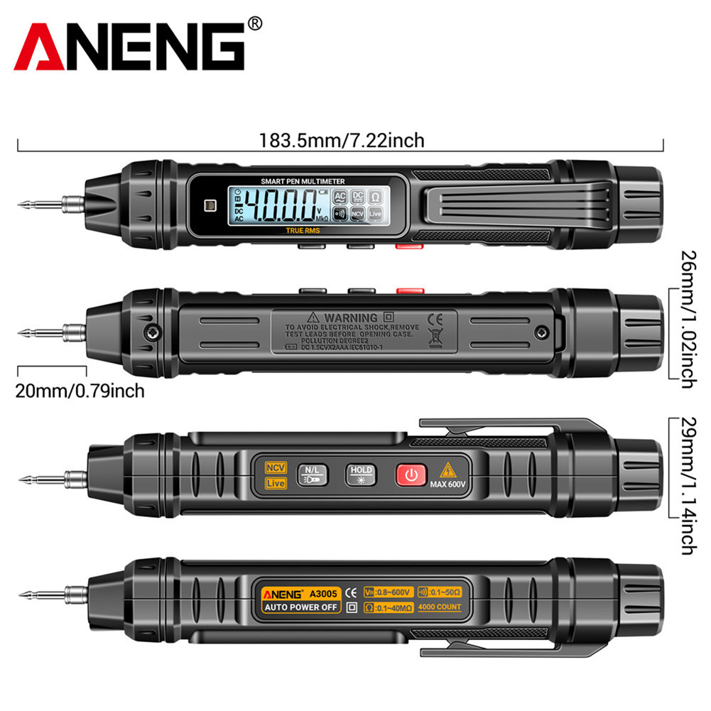 Digital Multimeter Pen 4000 Counts Voltage Detector for Fire Wire ...