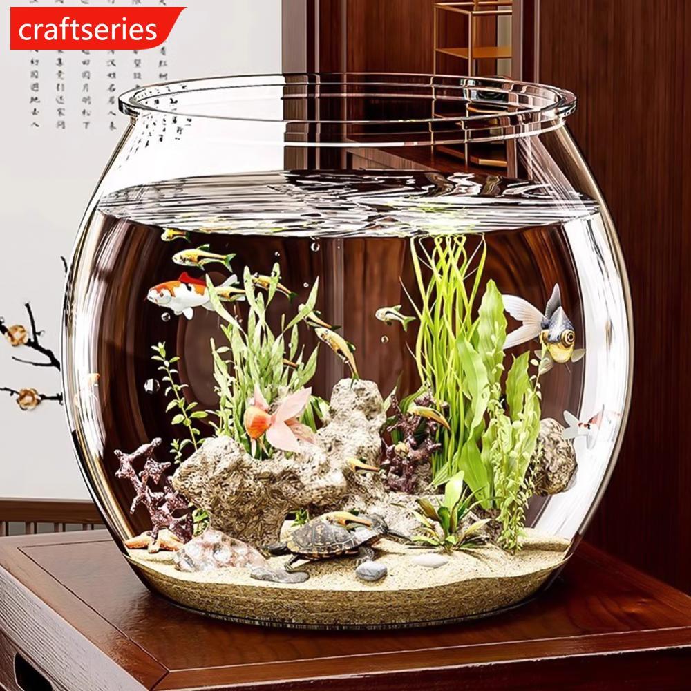 CRAFTSERIES Transparent Round Ornamental Fish Tank Clear Guppy Tank ...