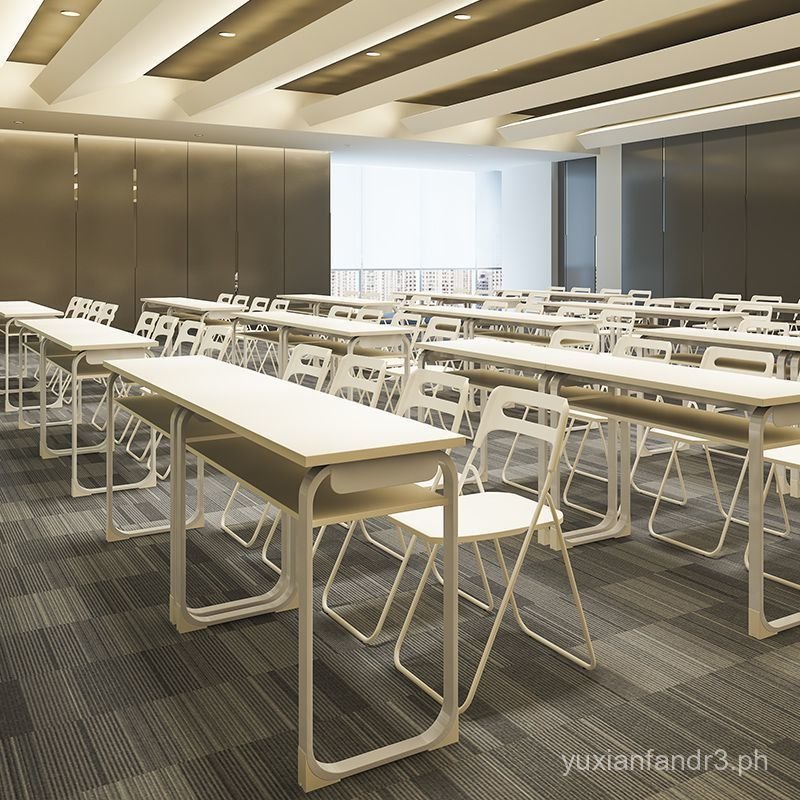 Library Table and Chair Set, Foldable Training Long Table, Student ...