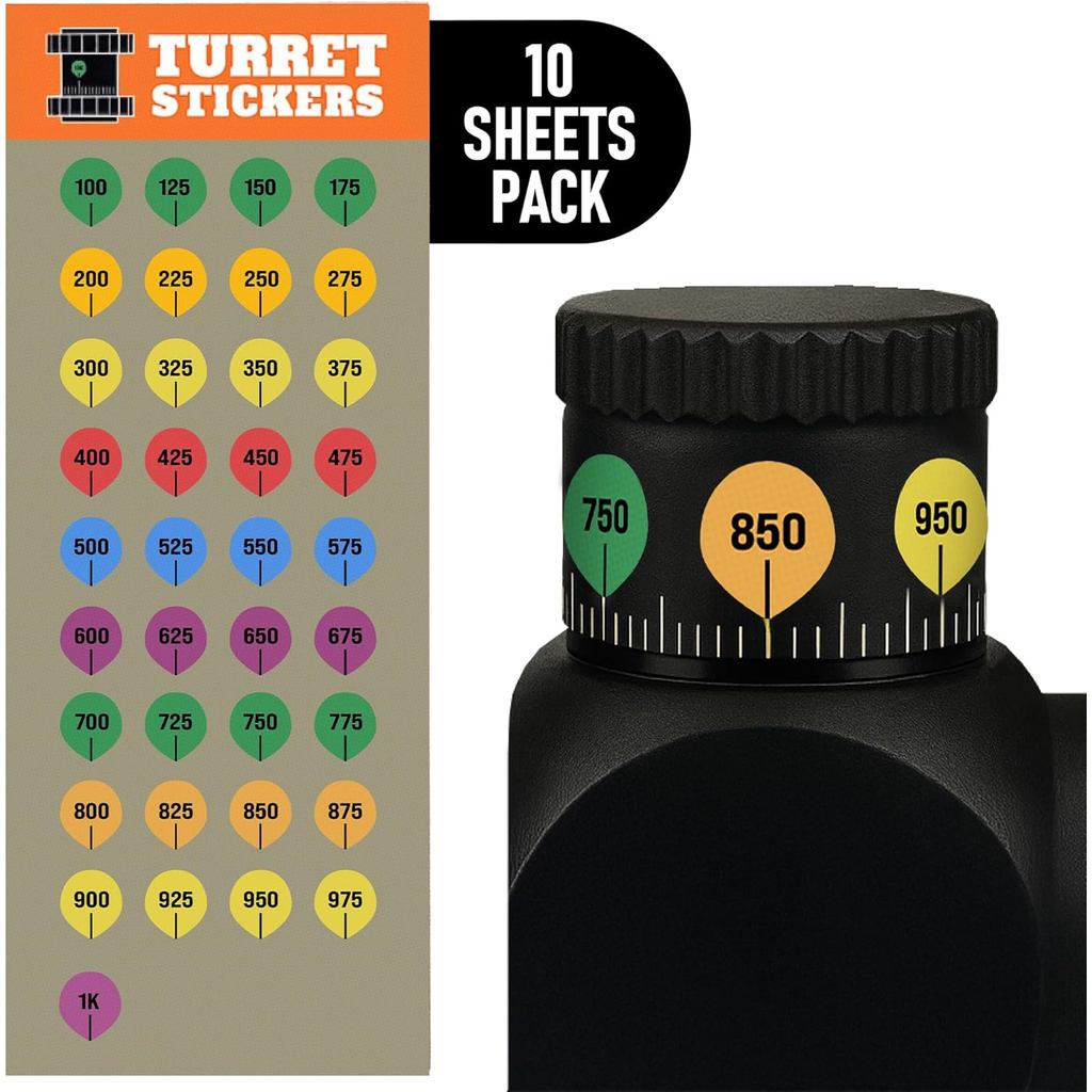 Scope Turret Sticker Labels for Long Range Hunting Dope Card Range Data ...