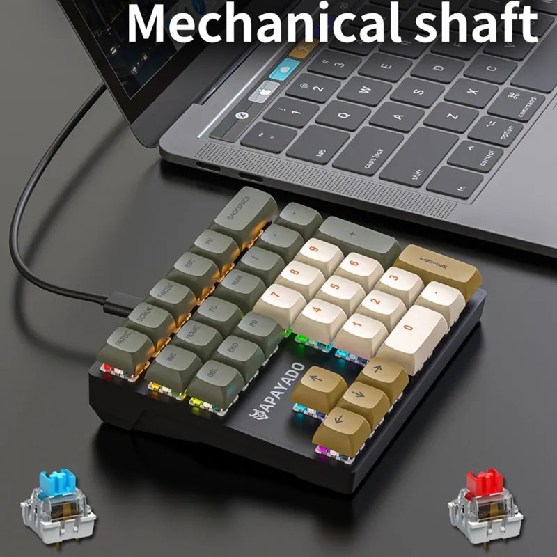 APAYADO K33 Mini Numeric Keyboard 33Keys Blue Mechanical Shaft RGB PBT ...